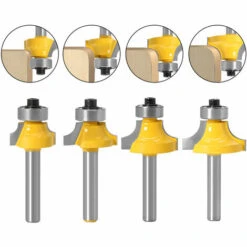 4PCS Routeur De Arrondi Coin Rond, Fraises De Porte D'entrée Avec Tige De 1/4" Outil De Bordure Pour Fraise à Bois, Pour Défonceuse De Tenons Et Outils De Menuiserie——Adélala