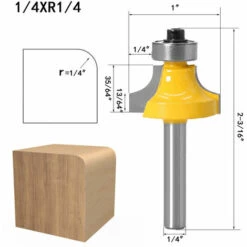 4PCS Routeur De Arrondi Coin Rond, Fraises De Porte D'entrée Avec Tige De 1/4" Outil De Bordure Pour Fraise à Bois, Pour Défonceuse De Tenons Et Outils De Menuiserie——Adélala -Toupie Soldes 66381709 4