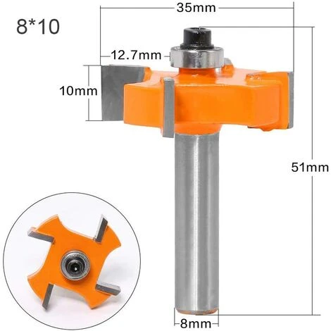 MèREÉTERNEL 3pcs 8mm 4-Lame Fraise à Bois T-Forme Fraise De Rainure Set Coupe Outil De Travail Du Bois Orange Lame Hauteur:6mm, 8mm, 10mm Ternel 6 MèREÉTERNEL 3pcs 8mm 4-Lame Fraise à Bois T-Forme Fraise De Rainure Set Coupe Outil De Travail Du Bois Orange Lame Hauteur:6mm, 8mm, 10mm Ternel – Image 4