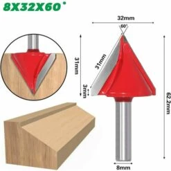 MèREÉTERNEL 6Pcs Fraise à Rainurer Droit En V, 60° 90° 120°, Queue De 8mm, Fraise à Bois 3D En V Fraise à Graver CNC Ternel -Toupie Soldes 67144006 5