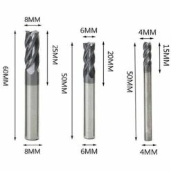 DONTODENT 3pcs 4 6 8 Mm Carbure 4 Cannelures Jeu De Fraises En Bout Kit D'outils De Fraise -Toupie Soldes 67374824 2