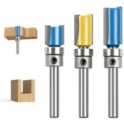 MèREÉTERNEL Fraise Defonceuse Droite, 3PCS 1/4" Mèches De Routeur En Bois De Carbure, D'embouts Toupie à Finition Affleurante à Motif, Outil De Fraise Avec Roulement Supérieur Pour Menuisier Bricolage, Ternel -Toupie Soldes 67622068 5