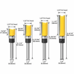 LADACèE 4 PCS 1/4" Routeur De Fraise à Bois Fraise A Copier (4 Tailles) En Acier Allié De Haute Aualité La Lame 12 Mm, 20 Mm, 25 Mm, 38 Mm Pour Le Bois Massif, Le Panneau De Particules, Le MDF, Etc -Toupie Soldes 68101117 2