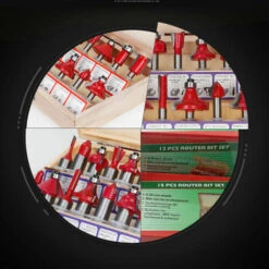 OYLDA 1/4" TCT Router Bit Set 12pcs 1/4", Bleu -Toupie Soldes 68140475 2